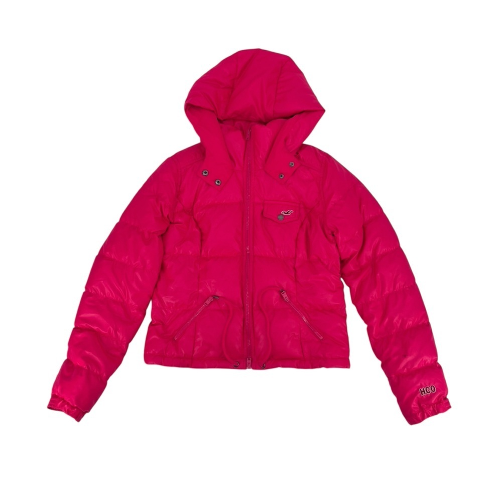 Hollister Bright Pink Outerwear Puffer Winter Jacket Size Large Women’s